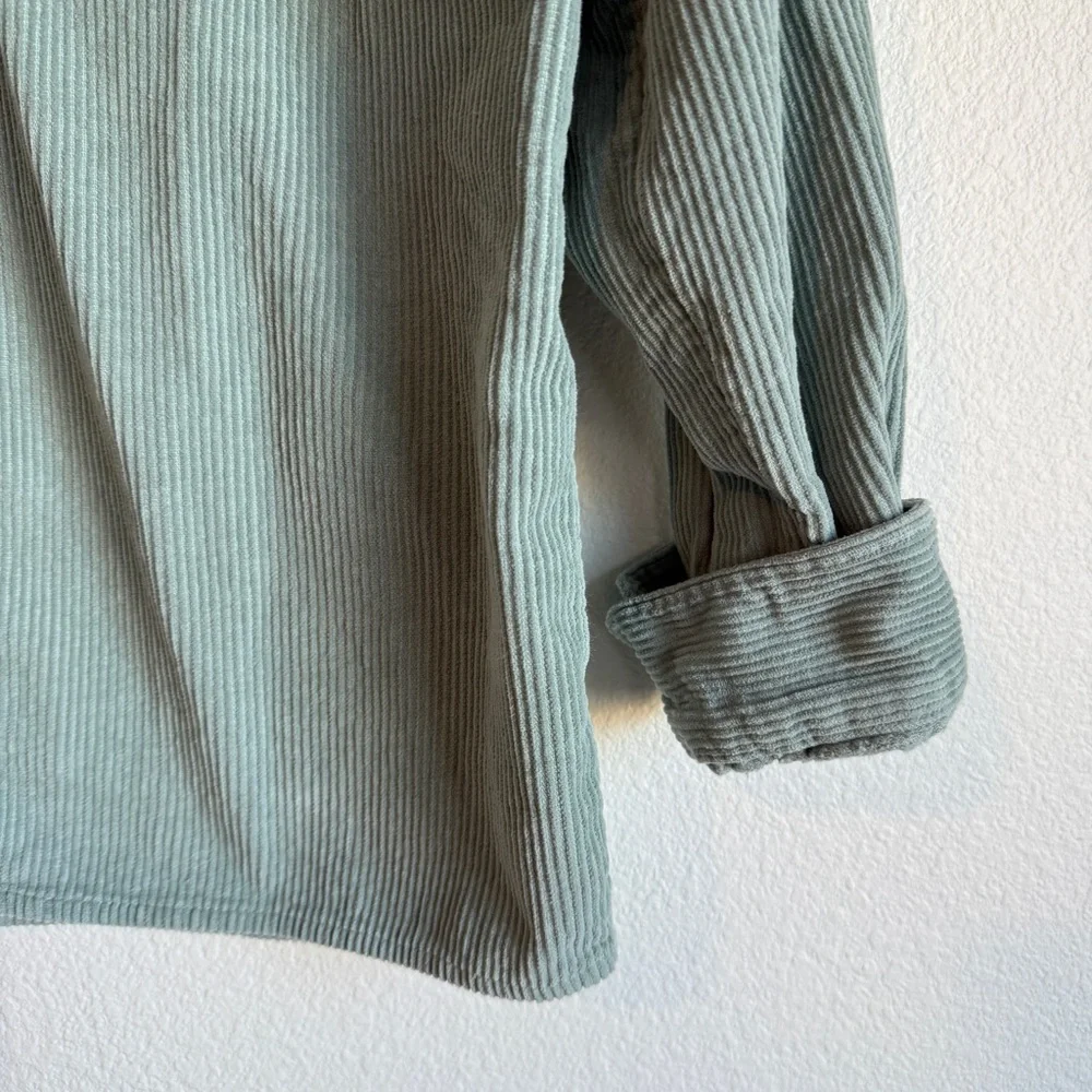 Wonder Nation Sage Green Corduroy Oversized Button-Up Shacket Size X-Large 14–16